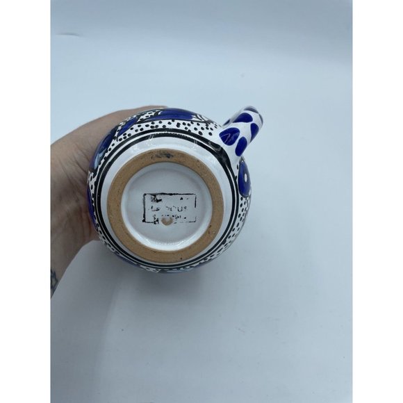 Hand Painted Talavera Mexican Pottery Creamer 4.5" Fish  Floral Design Vintage - Picture 5 of 5